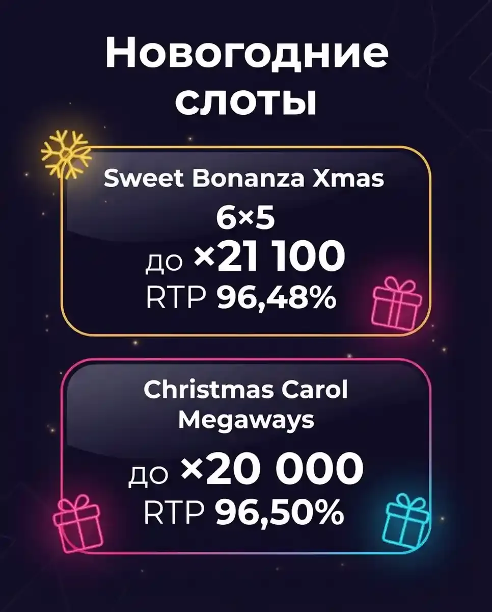 Новогодние слоты Sweet Bonanza Xmas и Christmas Carol Megaways — инфографика